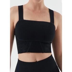 NUX Black Crop Top with Wide Straps ~ Sz Medium Bustier NEW